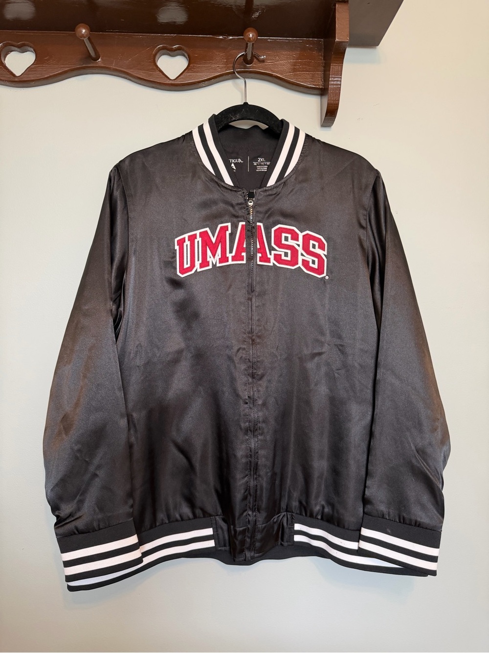 UMass Varsity Bomber Jacket with Maroon Logo